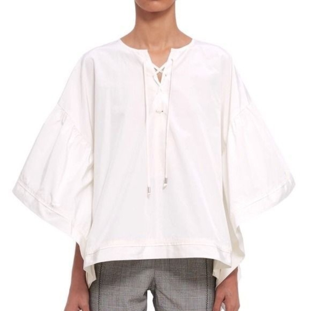 NWT Opening Ceremony Ecru Blouse with Lace-Up Detail Boho Women Medium